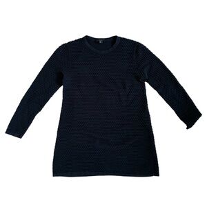 COS Black Waffle Knit Crewneck – Textured Long Sleeve Pullover